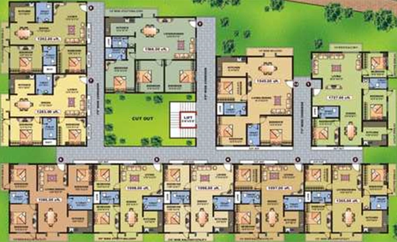 Floor Plan of SLV Enclave in Thanisandra, Bangalore - Image 236653