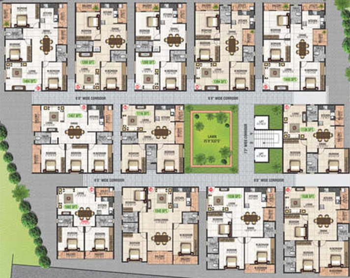 Floor Plan of SLV Soumyasree Residency in Jalahalli, Bangalore - Image 236693