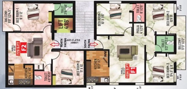 Floor Plan of Crest Kenzo in Anakaputhur, Chennai - Image 239956