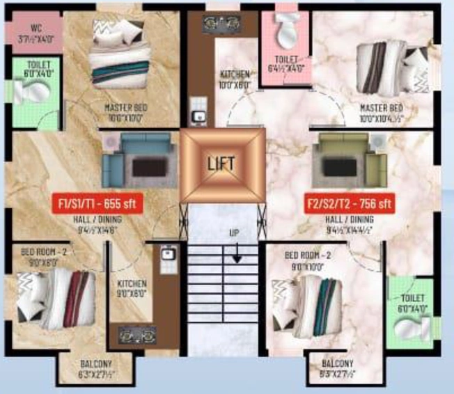 Floor Plan of Crest Woodrow And Xandra in Anakaputhur, Chennai - Image 240226