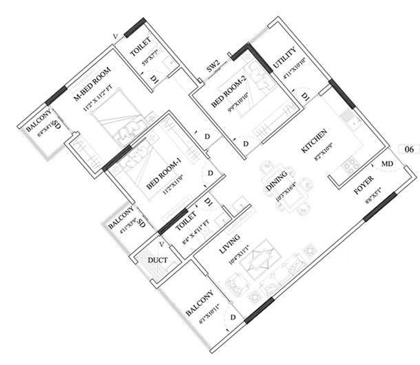 3 BHK Flat in Unishire Palazzo in Jakkur, Bangalore - Image 882849