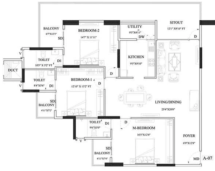 3 BHK Flat in Unishire Palazzo in Jakkur, Bangalore - Image 882851