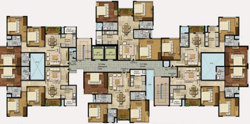 Floor Plan of Unishire Indira Elan in Rachenahalli, Bangalore - Image 339795