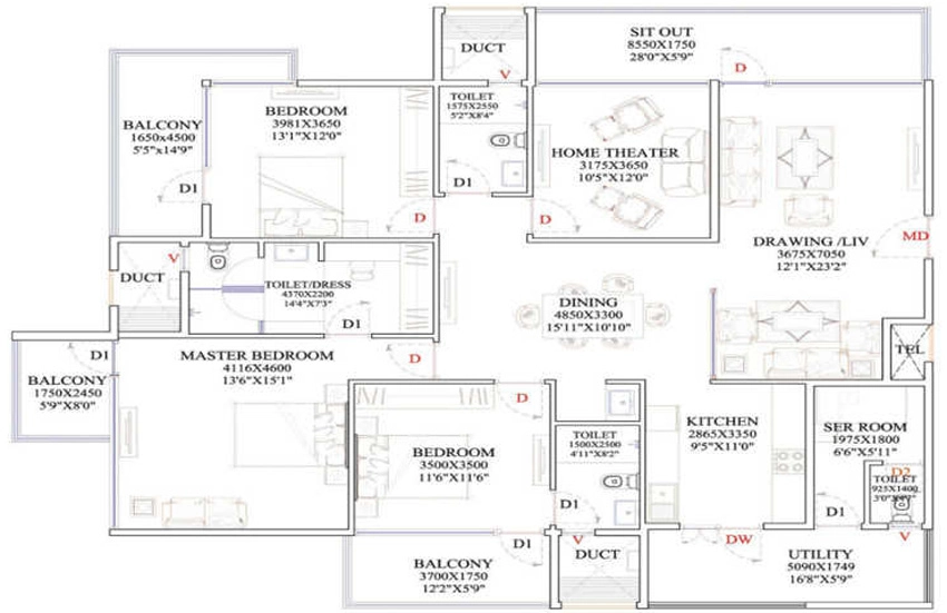 3 BHK Flat in Unishire Pratyaksh in Guttahalli, Bangalore - Image 882894