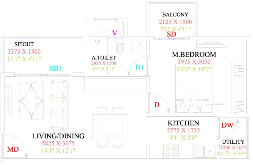 1 BHK Flat in Unishire Arena in Gottigere, Bangalore - Image 883467