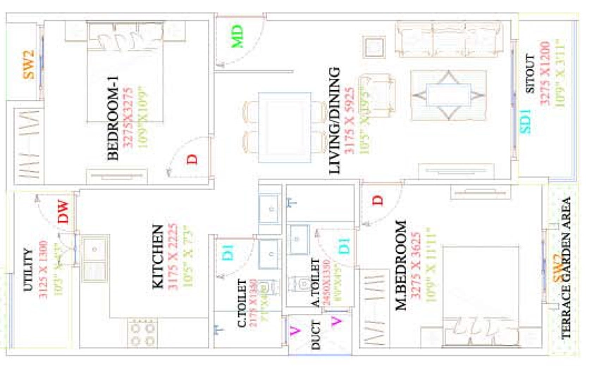 2 BHK Flat in Unishire Arena in Gottigere, Bangalore - Image 883469