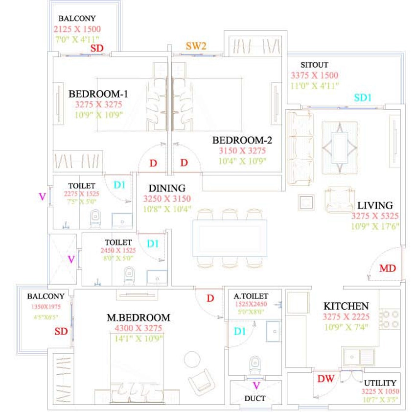 3 BHK Flat in Unishire Arena in Gottigere, Bangalore - Image 883471