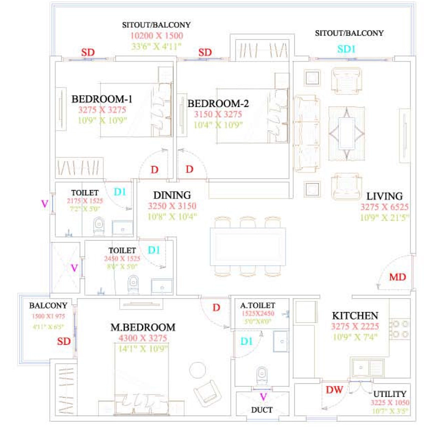 3 BHK Flat in Unishire Arena in Gottigere, Bangalore - Image 883473