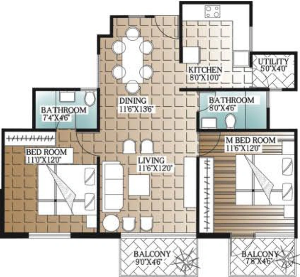 2 BHK Flat in Unishire Atrium in Jakkur, Bangalore - Image 837831