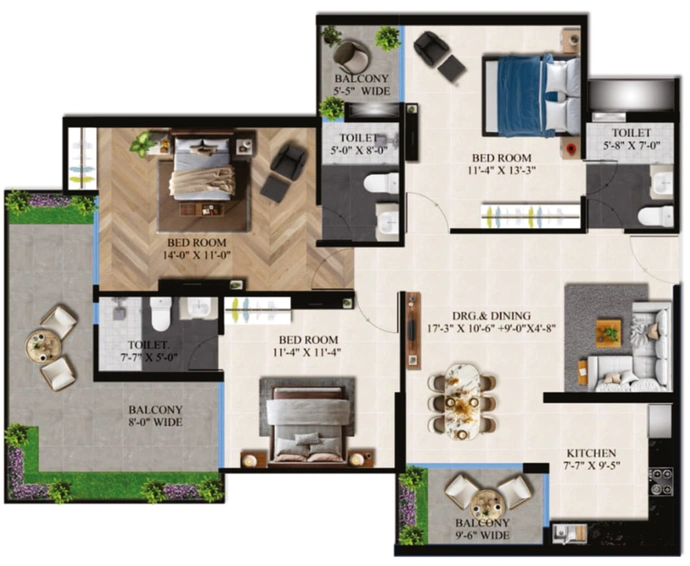 3 BHK Flat in Charms Iconic Tower in Raj Nagar Extension, Ghaziabad - Image 835811