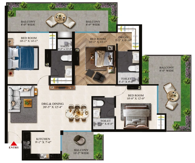 3 BHK Flat in Charms Iconic Tower in Raj Nagar Extension, Ghaziabad - Image 835813