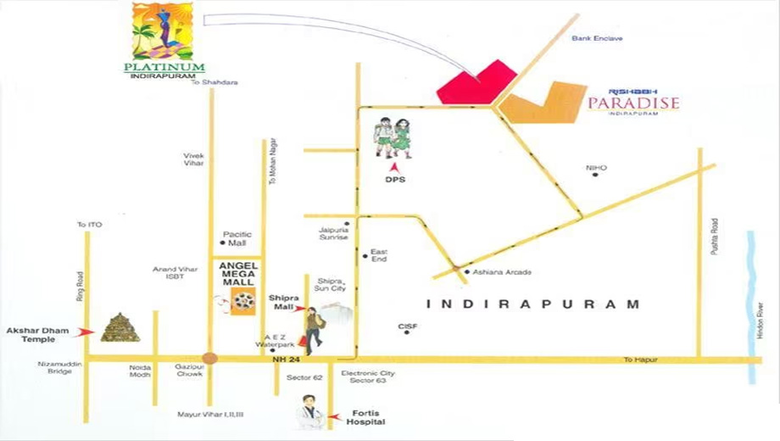 Location of Angel Rishabh Platinum in Indirapuram, Ghaziabad - Image 231175