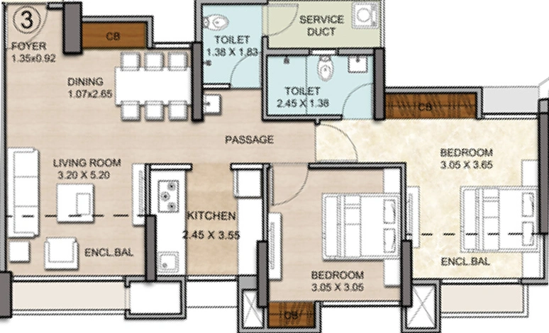 2 BHK Flat in Vijay Orovia in Thane West, Thane - Image 100784