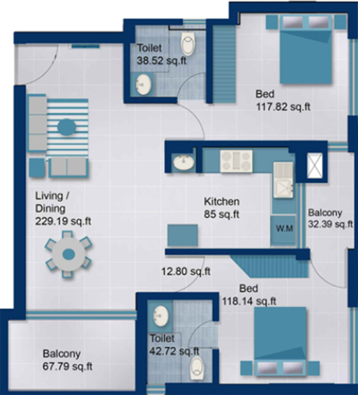 2 BHK Flat in Earthspace Leisure in Edappally, Kochi - Image 856525