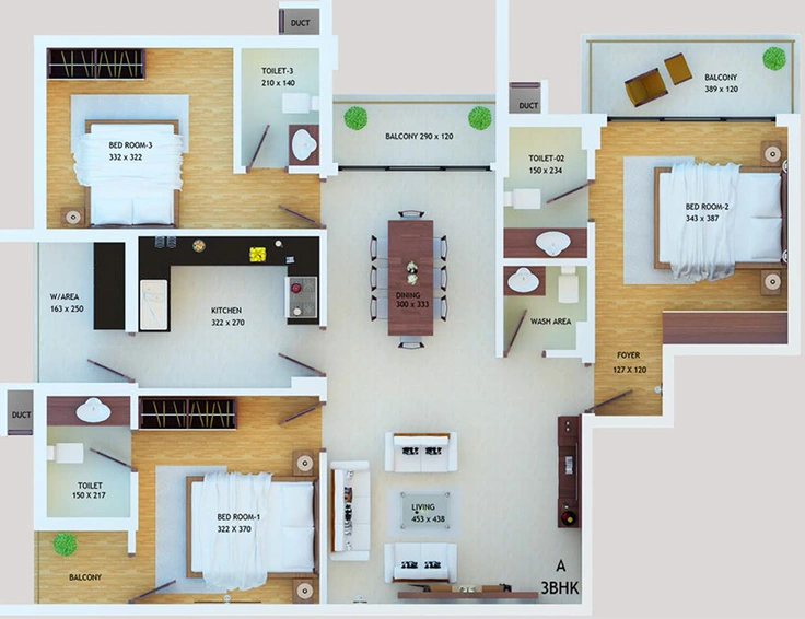 3 BHK Flat in Syama Dynamic Paradiso in Vyttila, Kochi - Image 857350