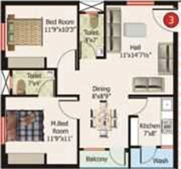 2 BHK Flat in Hi-Tech Residency in Sundarpada, Bhubaneswar - Image 848087