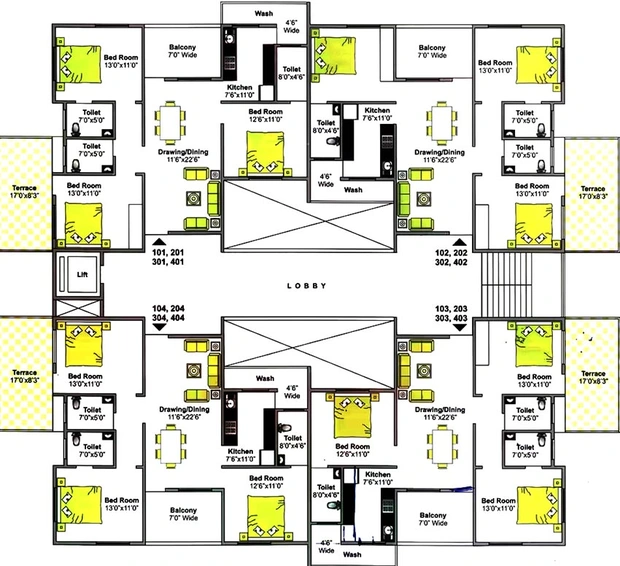 Floor Plan of Pioneer Daffodils in Rajendra Nagar, Nagpur - Image 226846