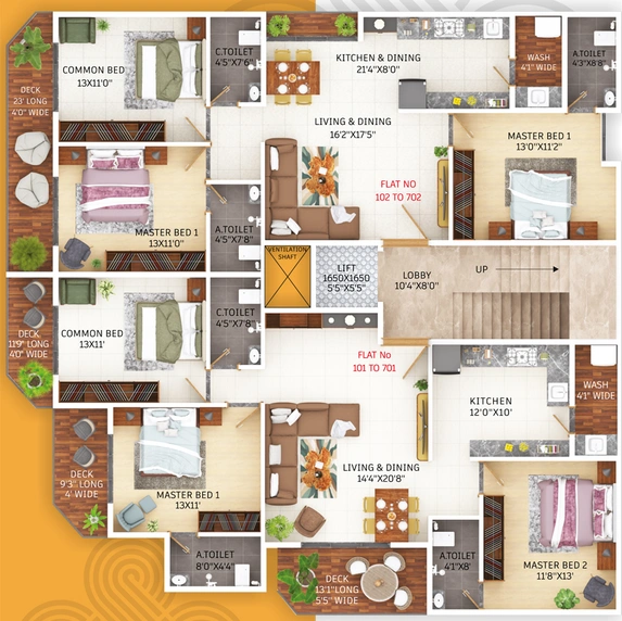 Floor Plan of Archi Swarnim Residences in Nandanvan, Nagpur - Image 246841