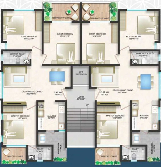 Floor Plan of Archi Devtara Palms in Wardha Road, Nagpur - Image 246826