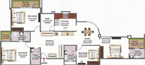 4 BHK  in Shiv Aangan Twin Towers in Salaiya, Bhopal - Image 844480