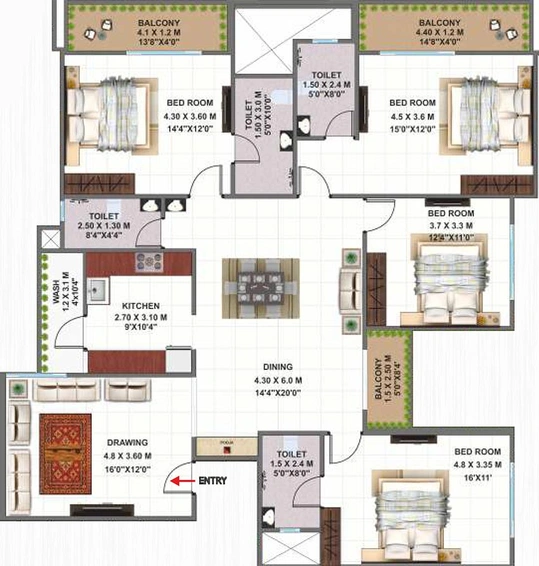 4 BHK Flat in Shiv Aangan Twin Towers in Salaiya, Bhopal - Image 843883