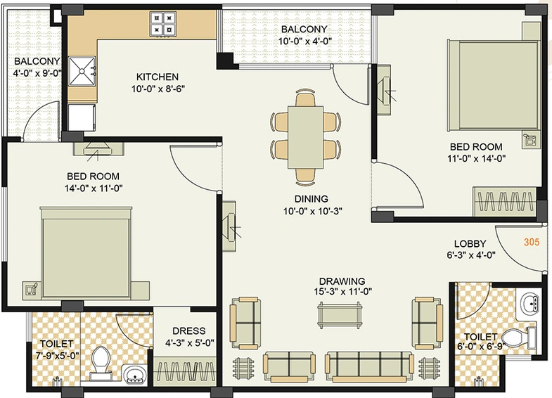 2 BHK Flat in DND Royale Platinum in Jagatpura, Jaipur - Image 850316