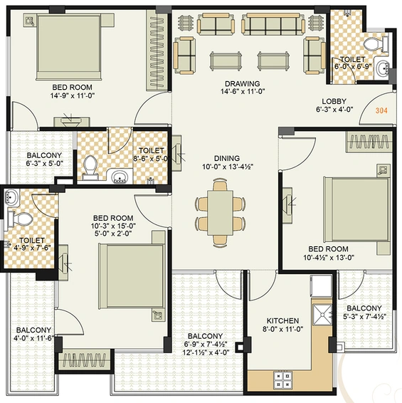 3 BHK Flat in DND Royale Platinum in Jagatpura, Jaipur - Image 850319