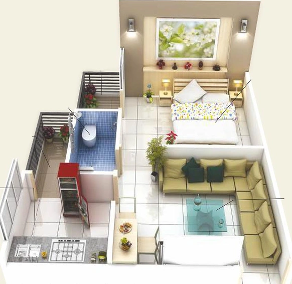 1 BHK Flat in Shri Parasnath Himanshu Shubh City in Lambakheda, Bhopal - Image 843885