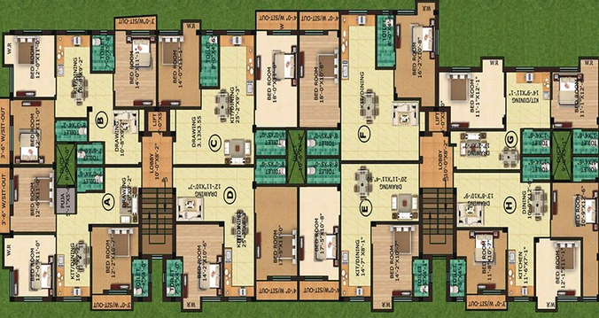 Floor Plan of MM Kamala Tower in Cuttack, Bhubaneswar - Image 261114