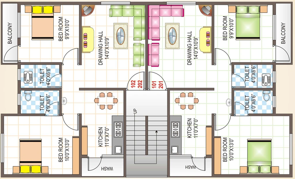 Floor Plan of Yashshree Anand Apartment in Somalwada, Nagpur - Image 251419