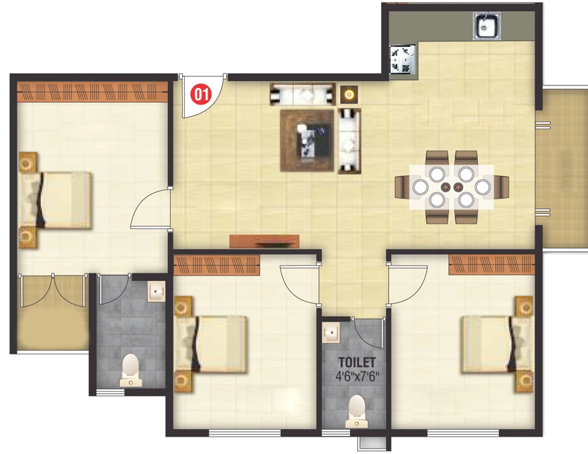 3 BHK Flat in IJM Raintree Park Phase 1 in Kukatpally, Hyderabad - Image 867735