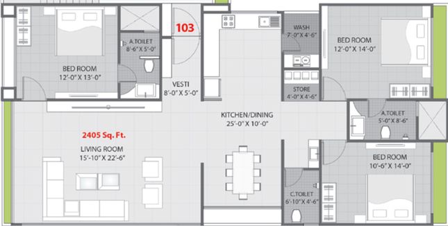 3 BHK Flat in White Wings Bellacasaa in Canal Road, Surat - Image 847009