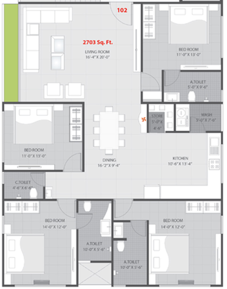 4 BHK Flat in White Wings Bellacasaa in Canal Road, Surat - Image 847010