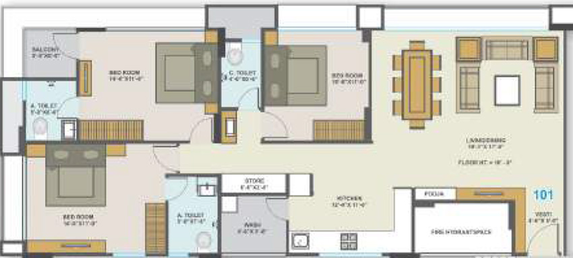3 BHK Flat in White Wings Flamingo in Bhimrad, Surat - Image 846852