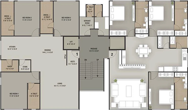 Floor Plan of Milestone 7 Heaven in Vesu, Surat - Image 253030