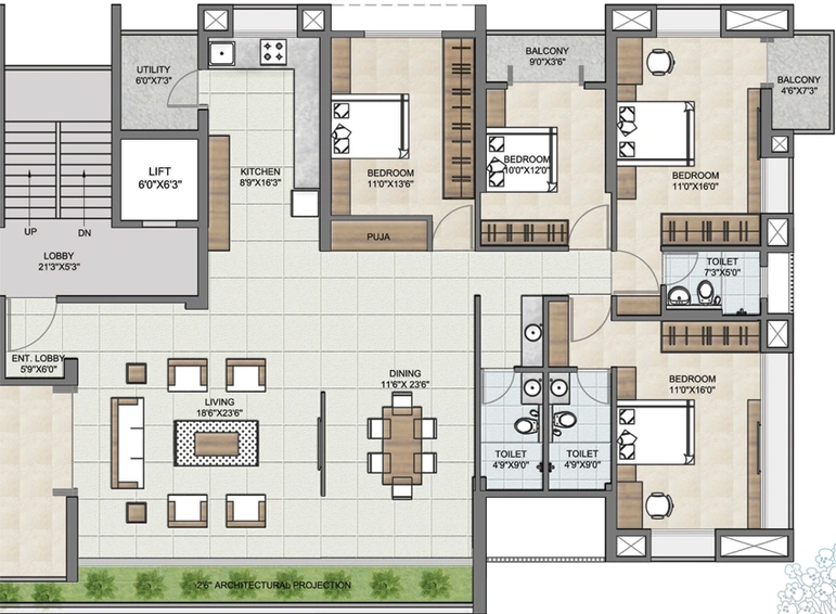 4 BHK Flat in Vaastu Natures Nest in Gangapur Road, Nashik - Image 843147
