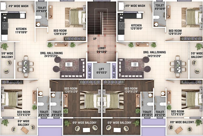 Floor Plan of Ayush Anjaneya Heights in Chitnis Nagar, Nagpur - Image 227021