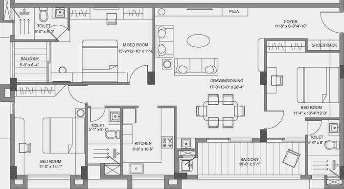 3 BHK Flat in Kapis Lotus Crystal in Gadakan, Bhubaneswar - Image 849312