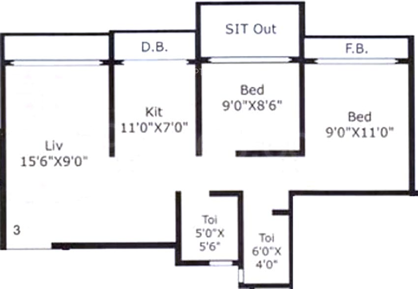 2 BHK Flat in Nine Global Arcade in Vasai East, Palghar - Image 834829