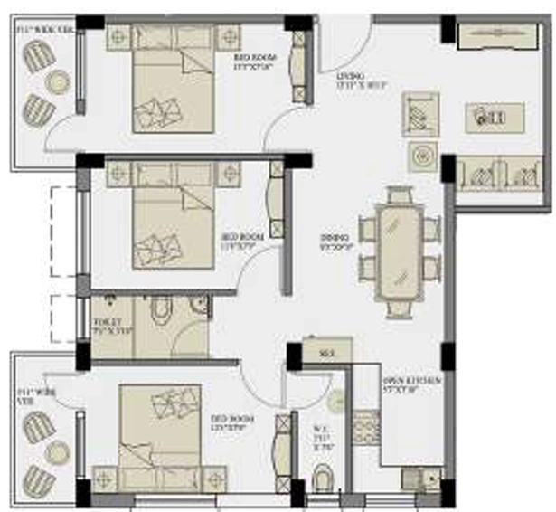 3 BHK Flat in Kappa Nova in Chinar Park, Kolkata - Image 848266