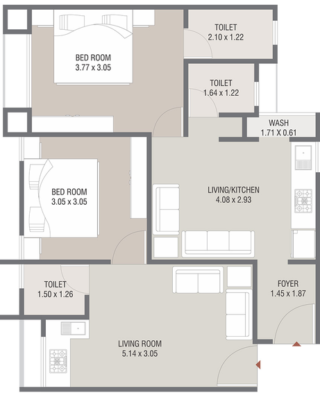 2 BHK Flat in Bhavans The RB Capital in Waghodia Road, Vadodara - Image 850070