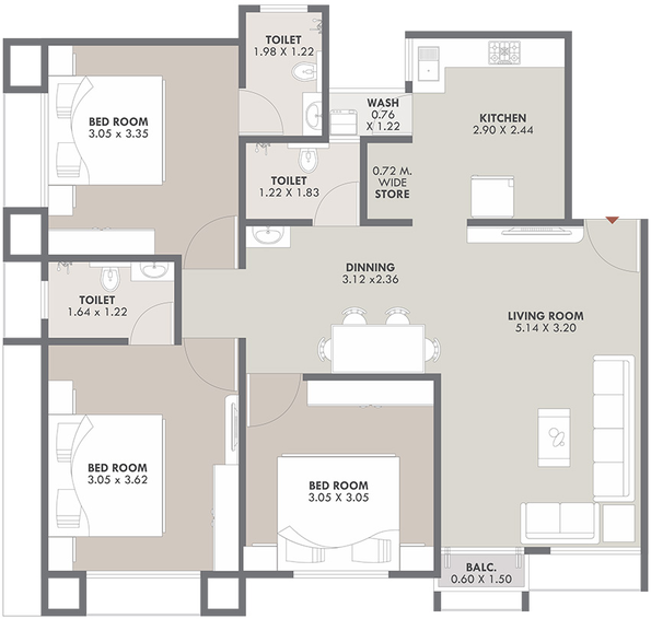 3 BHK Flat in Bhavans The RB Capital in Waghodia Road, Vadodara - Image 850071