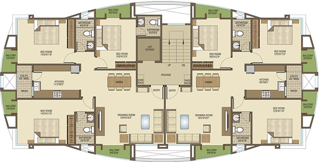 Floor Plan of Sairuchi Sharnam Classic in Fatehgunj, Vadodara - Image 262648