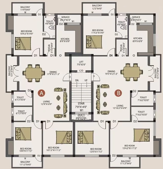 Floor Plan of Poomalai Dhanyaa in Thiruvanmiyur, Chennai - Image 252496