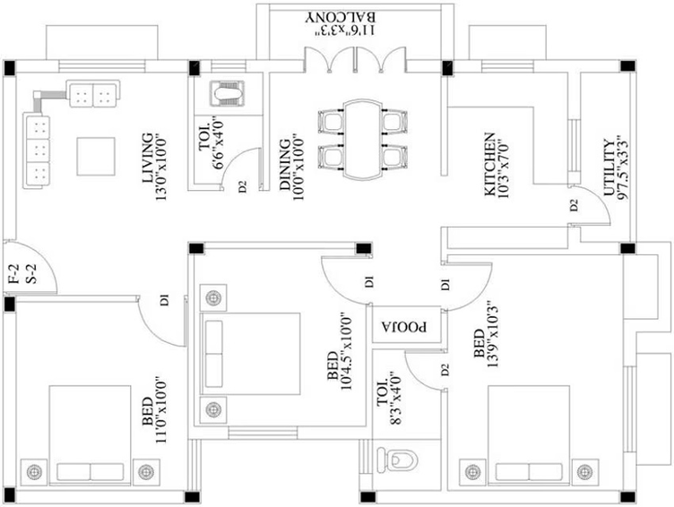 3 BHK Flat in Poomalai Santosh Pearls in Palavakkam, Chennai - Image 846440