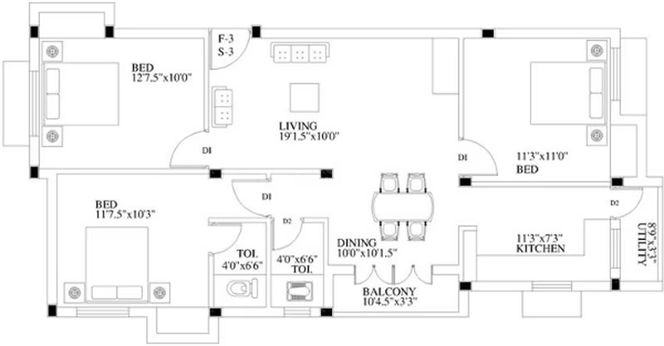 3 BHK Flat in Poomalai Santosh Pearls in Palavakkam, Chennai - Image 846441