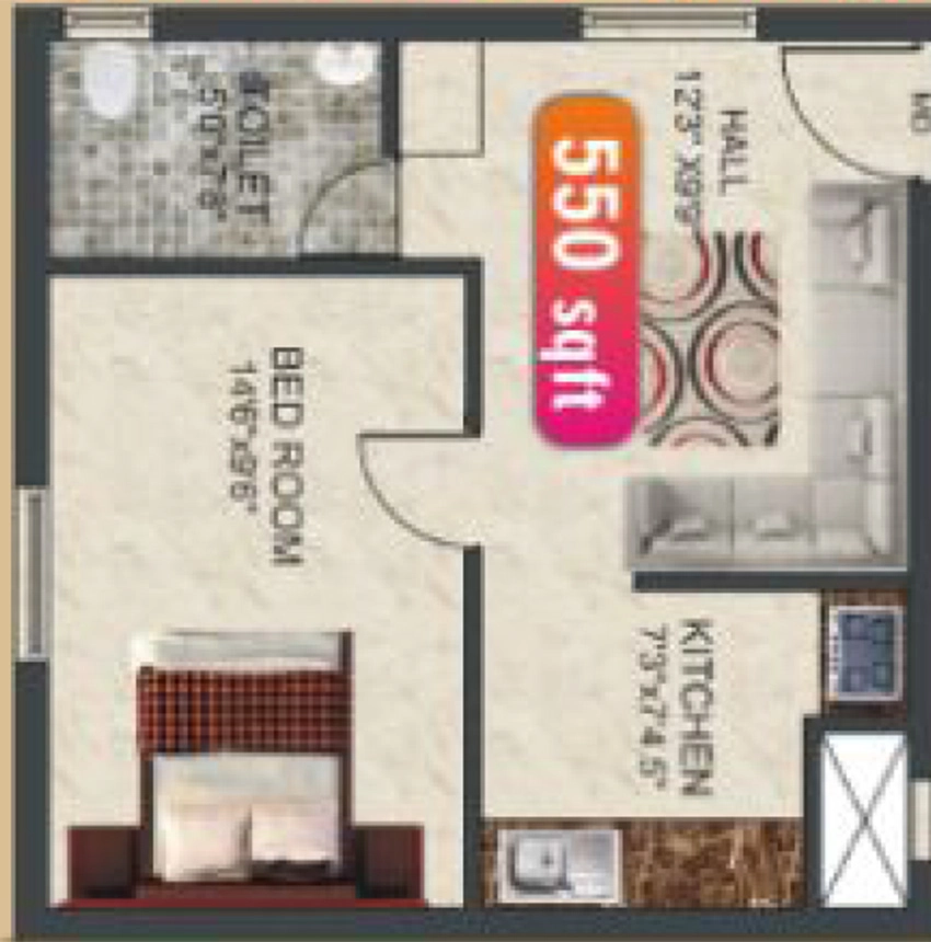 1 BHK Flat in KB Akshayam in Saligramam, Chennai - Image 881376