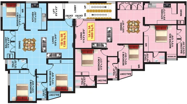 Floor Plan of Eeshani PSP Palace in Virugambakkam, Chennai - Image 248616