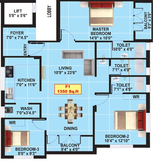 3 BHK Flat in Eeshani Shivani in Pallavaram, Chennai - Image 844553