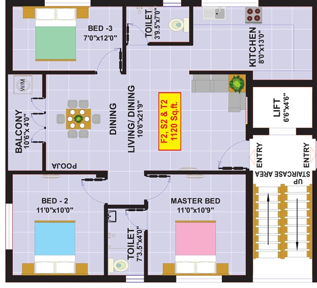 3 BHK Flat in Eeshani Poorna in Madipakkam, Chennai - Image 844573